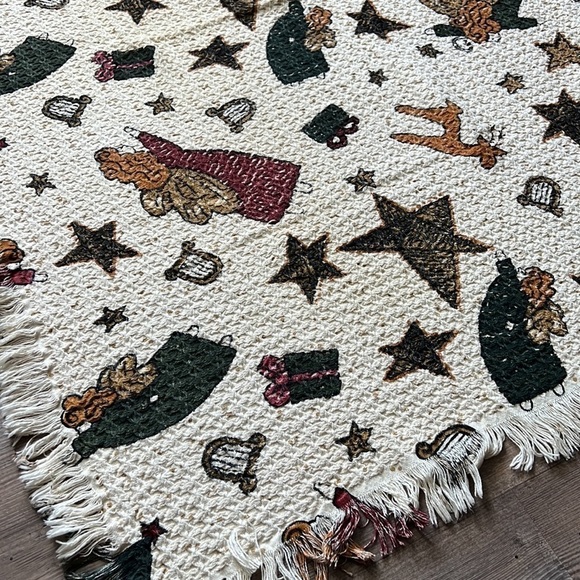 Cotton Christmas Crown Crafts Tapestry Blanket 60"x48" Grandma Cottage Core - Picture 3 of 6